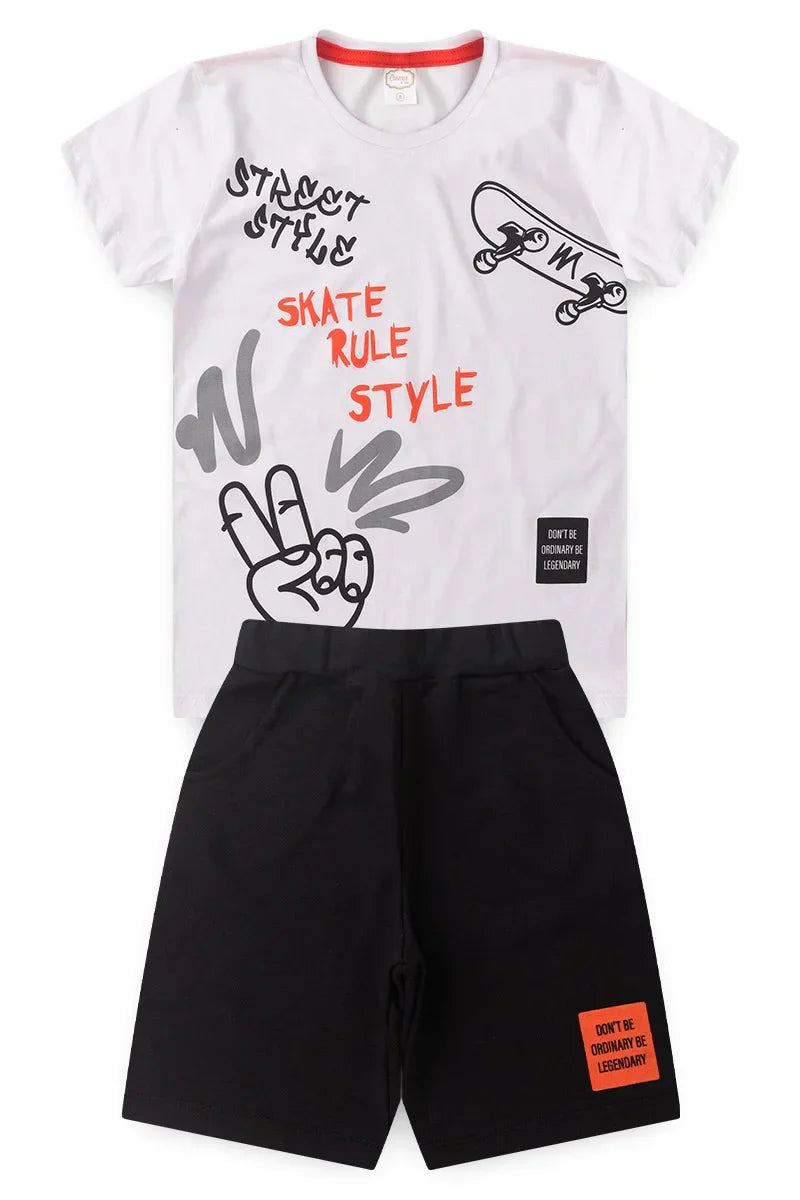 Conjunto Juvenil Verão Masculino Street Style Legendary Branco