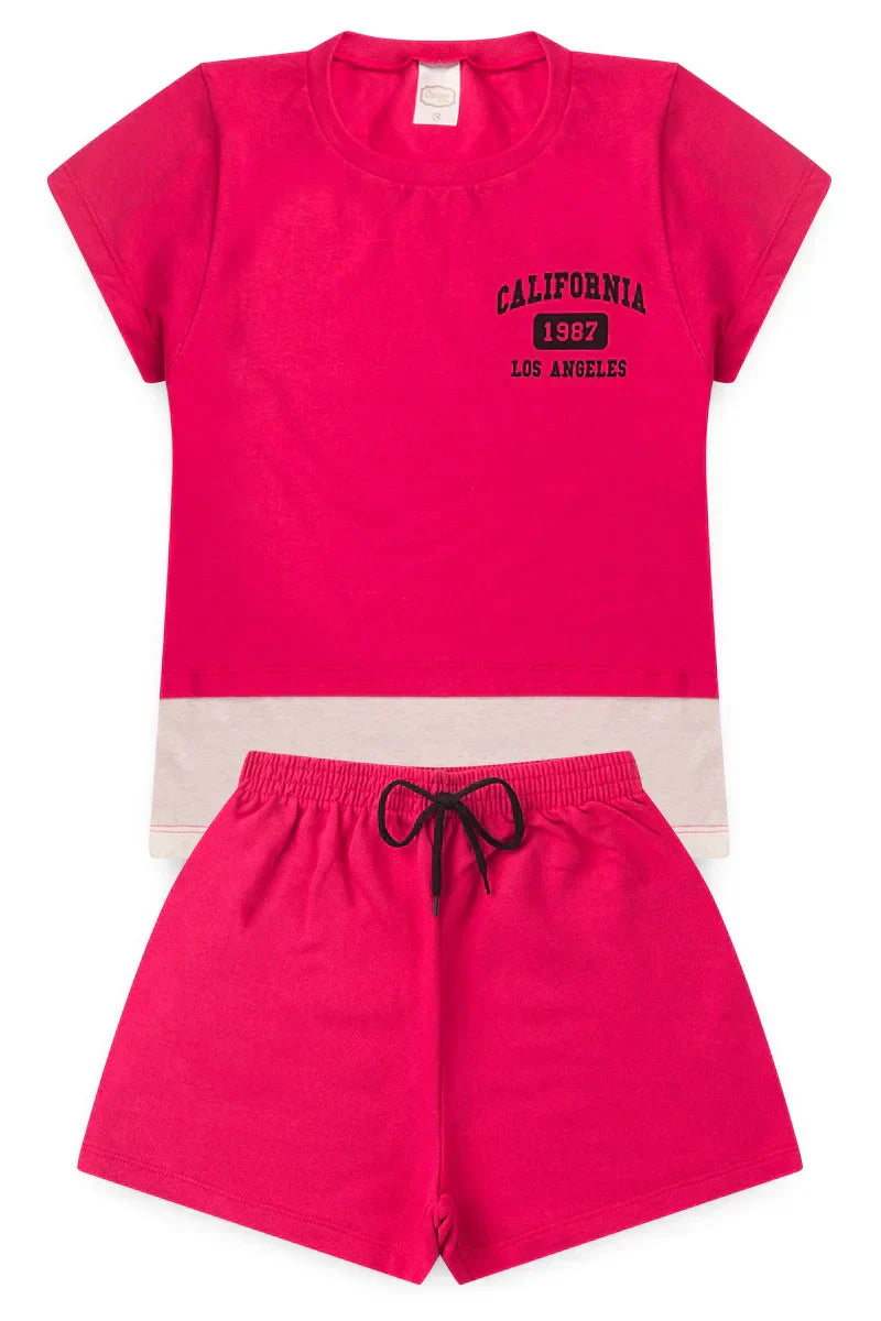 Conjunto Juvenil Verão Feminino California Cereja