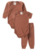 Kit Bebê 3 Peças Ribana Canelada Coffe