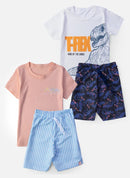 Kit 4 Peças Conjunto Infantil Masculino - 2 Blusas + 2 Shorts - Kit com 2 Conjuntos