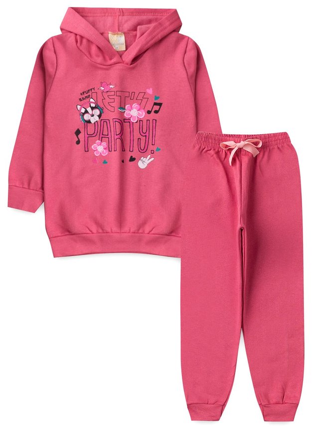 Conjunto Infantil Feminino Moletom Let's Party Rose 1796 - Labelli