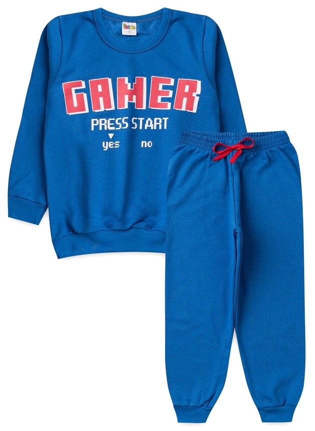 Conjunto Infantil Masculino  Moletom Gamer Press Start Royal 1771 - Labelli