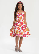 Vestido Alcinha Verão Menina Natural Flores Coloridas