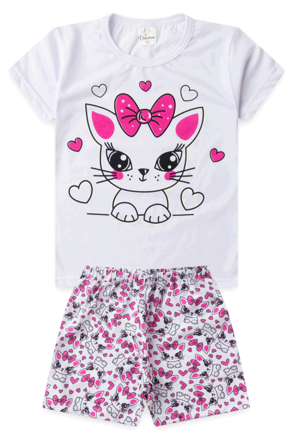 Pijama Infantil Gato Laço