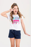 Conjunto Juvenil Verão Feminino Smile Branco
